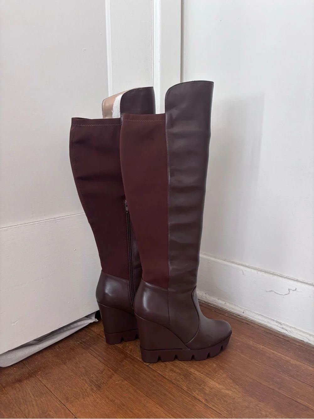 BCBGMaxAzria Dark Brown Knee High Wedge Boots